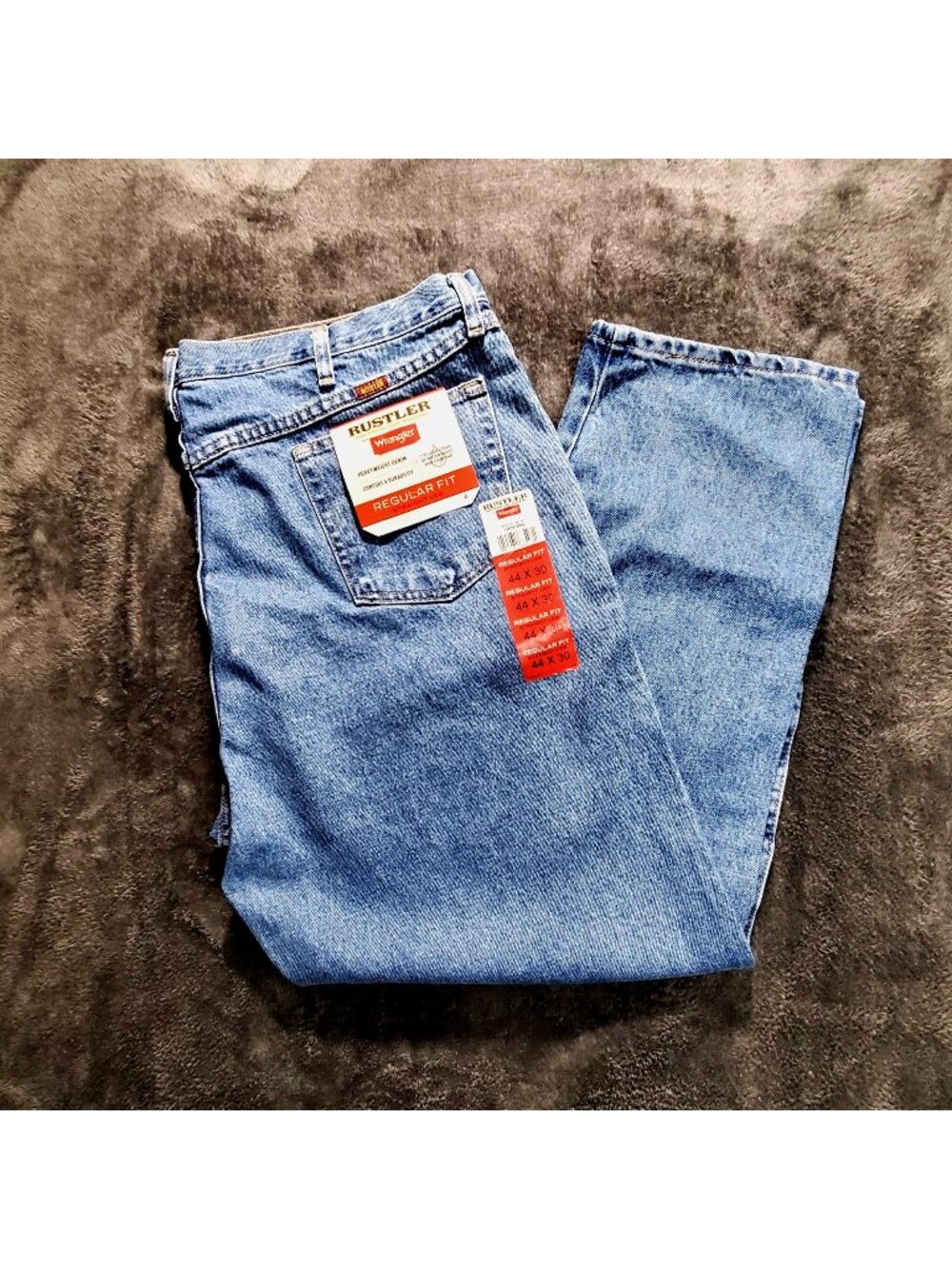 Rustler Wrangler Mens 44x30  Jeans Regular Fit Straight Leg Heavyweight Denim